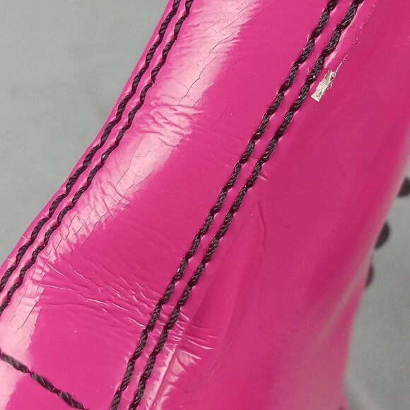 Women's Dr. Martens Doc 1460 W Combat Pink Patent Leather 8-Eye US Size 5 6629 - Picture 4 of 16
